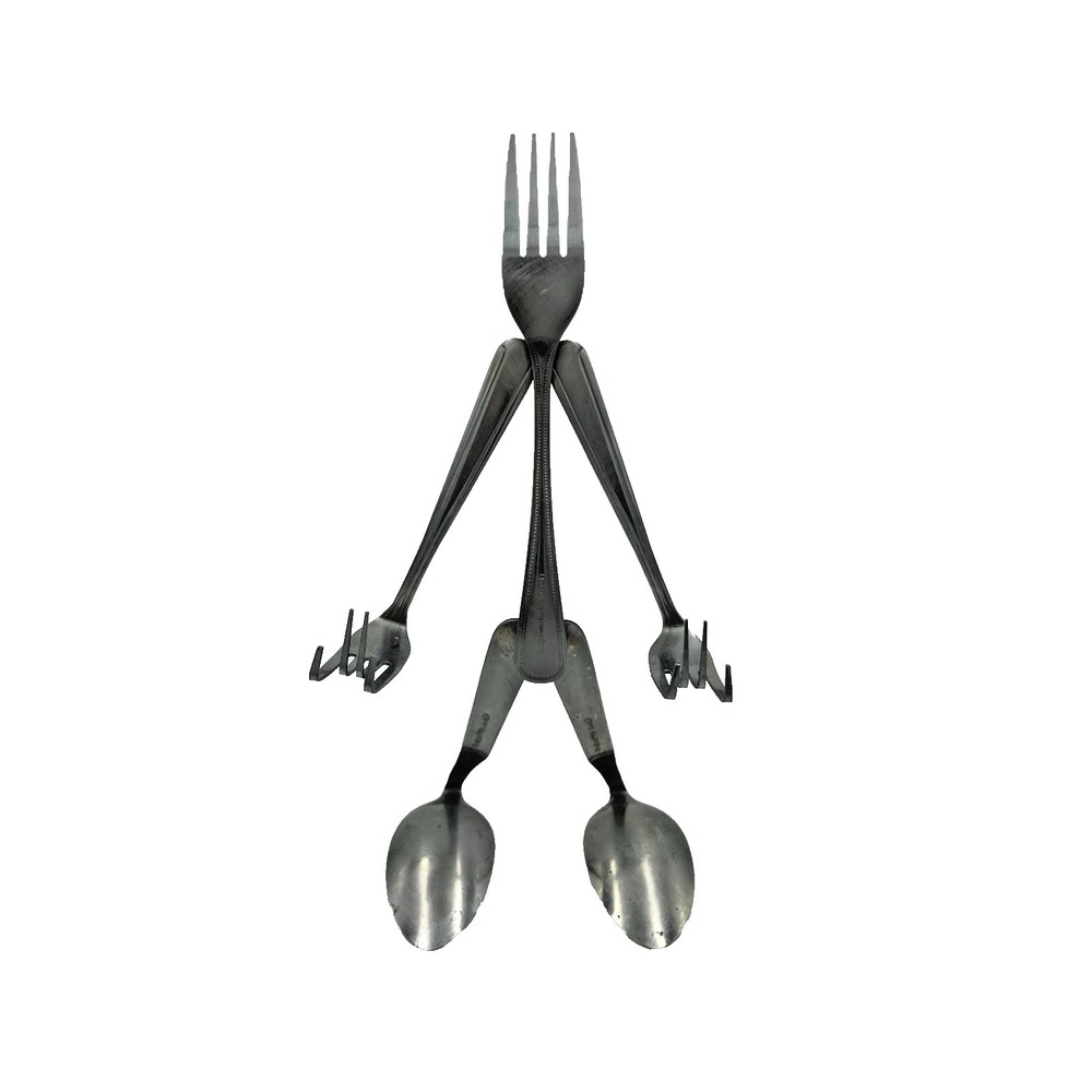 Forked Up‎ Art Easel or Napkin Holder Fork & Spoon Sculpture Figurine Figure